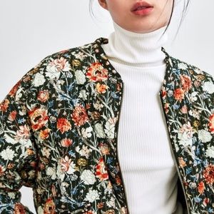 Zara Floral Quilted Bomber